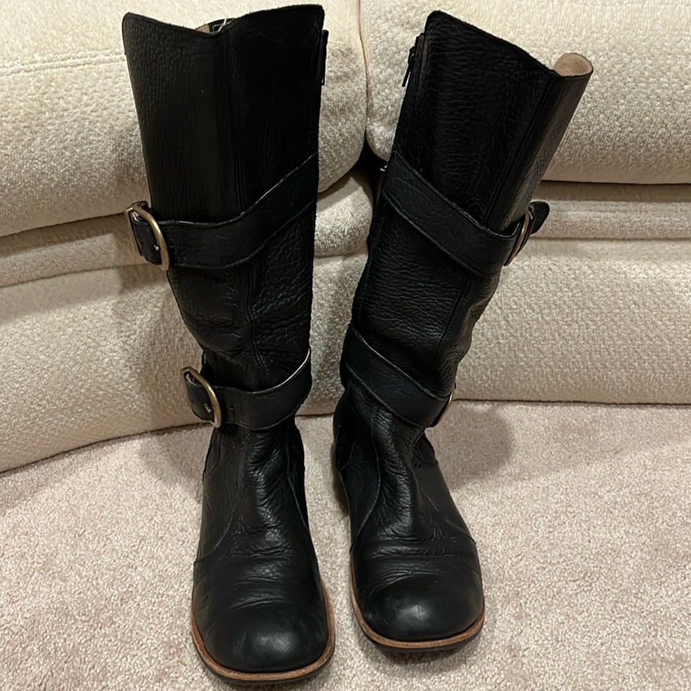 Jim Barnier black pebble leather tall boot sz 11m